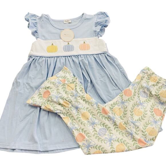 Abby & Evie Boutique Girls 7 Pumpkin 2 Piece Outfit Fall New With Tags - Picture 1 of 4